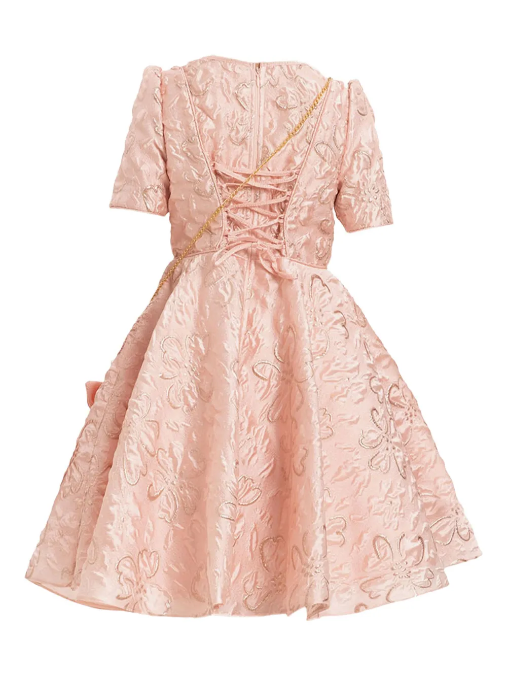 Dress & Fleur Floral-embroidered Puff-sleeve Dress In Pink