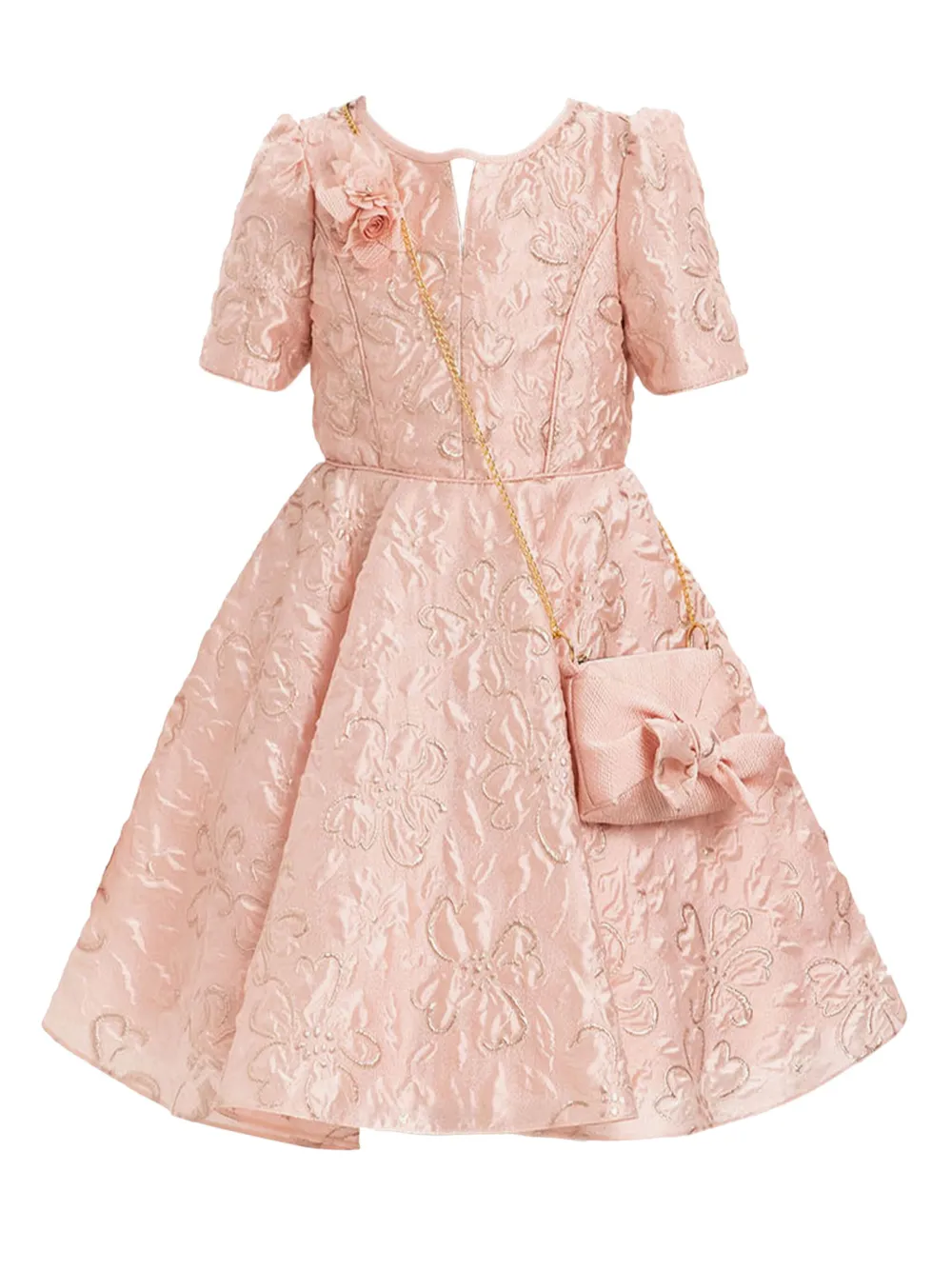 Dress & Fleur Floral-embroidered Puff-sleeve Dress In Pink