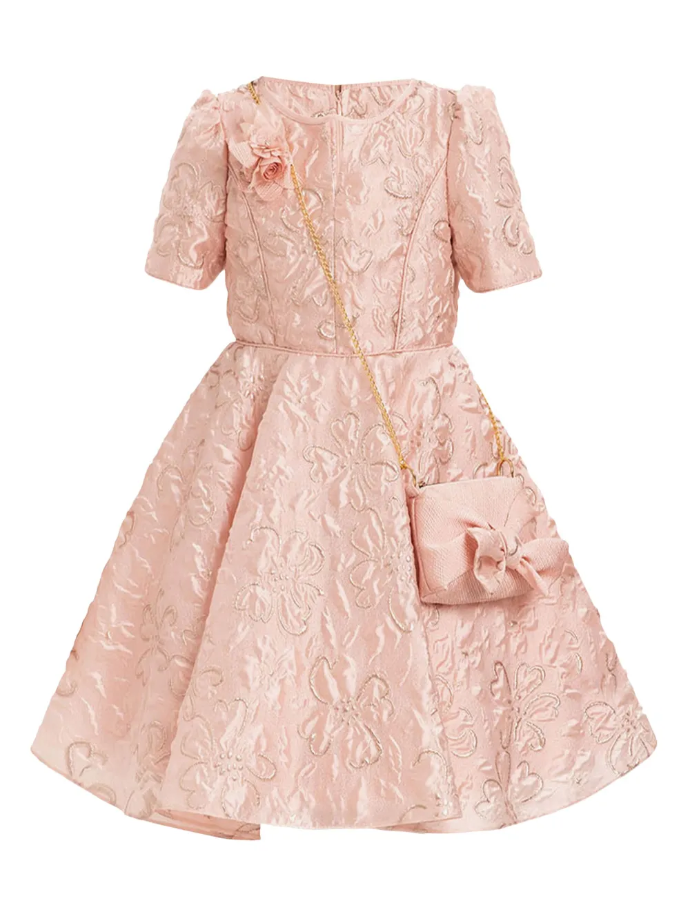 Dress & Fleur Abito con ricamo floreale e maniche a palloncino - Rosa