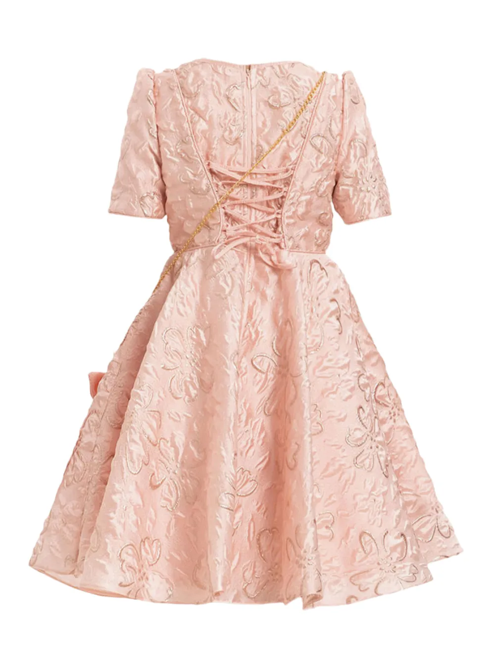 Floral-Embroidered Puff-Sleeve Dress