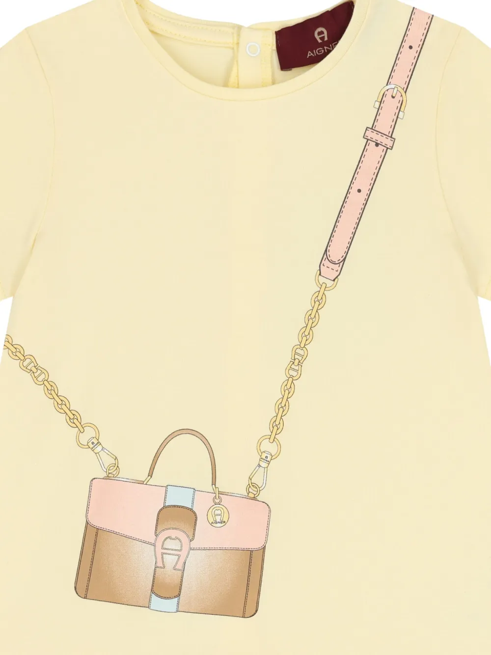 Aigner Kids bag-print ruffled dress Geel