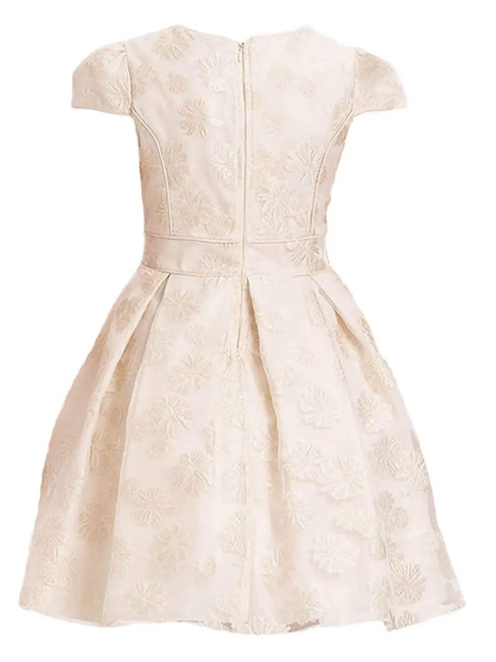 Dress & Fleur Floral-embroidered Pleated Dress In Neutral