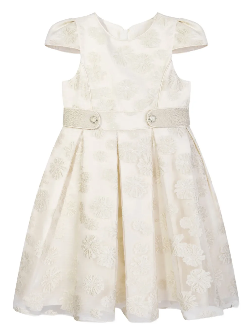 Dress & Fleur Jurk met geborduurde bloemen Beige