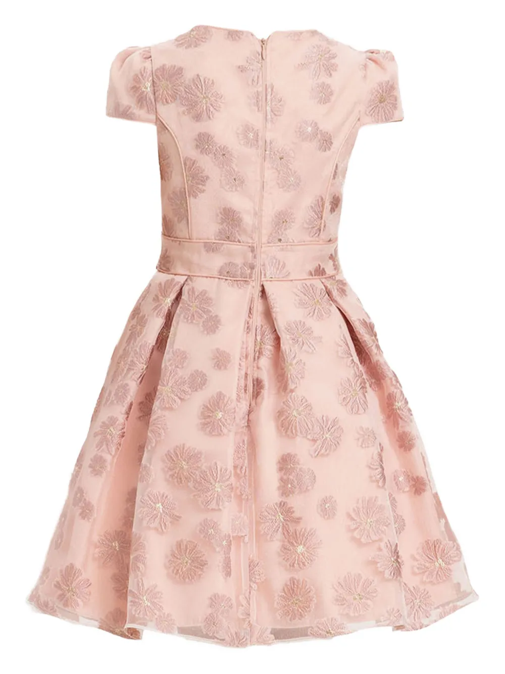 Dress & Fleur Floral-embroidered Pleated Dress In Pink