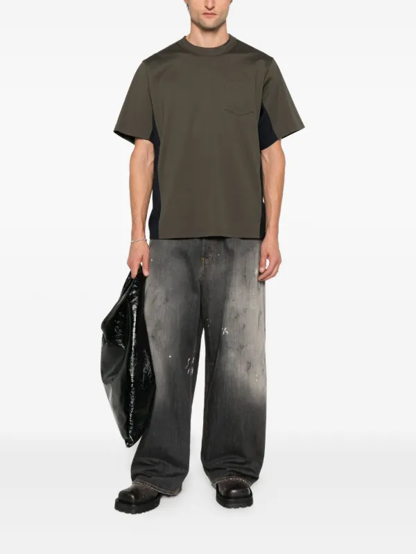 Sacai Panelled Pocket T-shirt | Green | FARFETCH SG