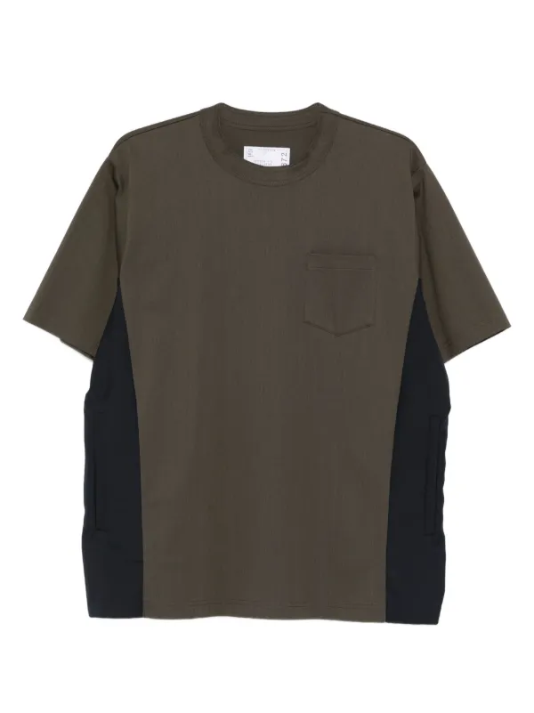 Sacai Panelled Pocket T-shirt | Green | FARFETCH SG