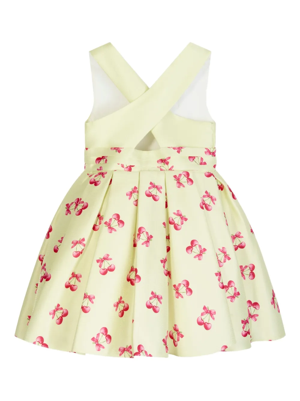 Dress & Fleur Jurk verfraaid met strik en kersenprint Geel