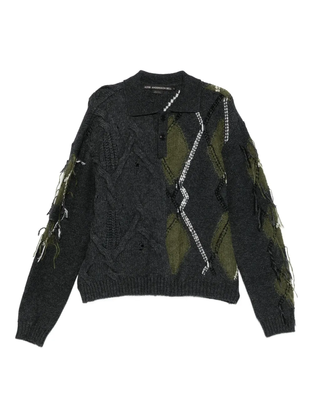 Andersson Bell cable-knit polo shirt - CHARCOAL