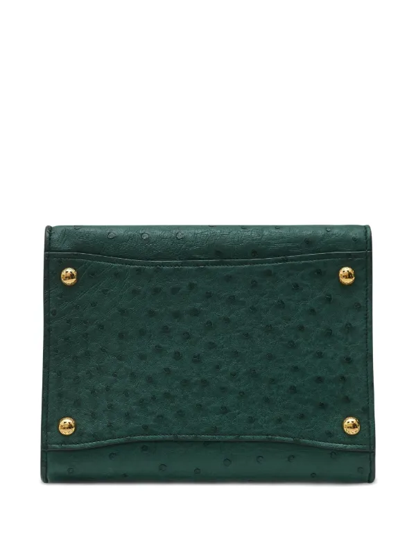 Prada Pre-Owned 2024 Double Handle Ostrich Tote Bag | Green