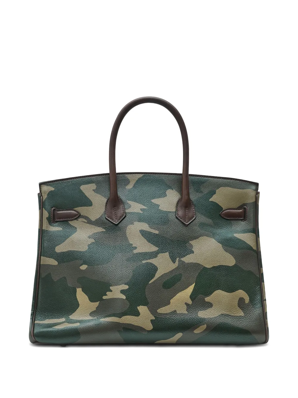 Pre-owned Hermes 2012 Birkin 35 Camouflage-pattern Tote Bag In Green
