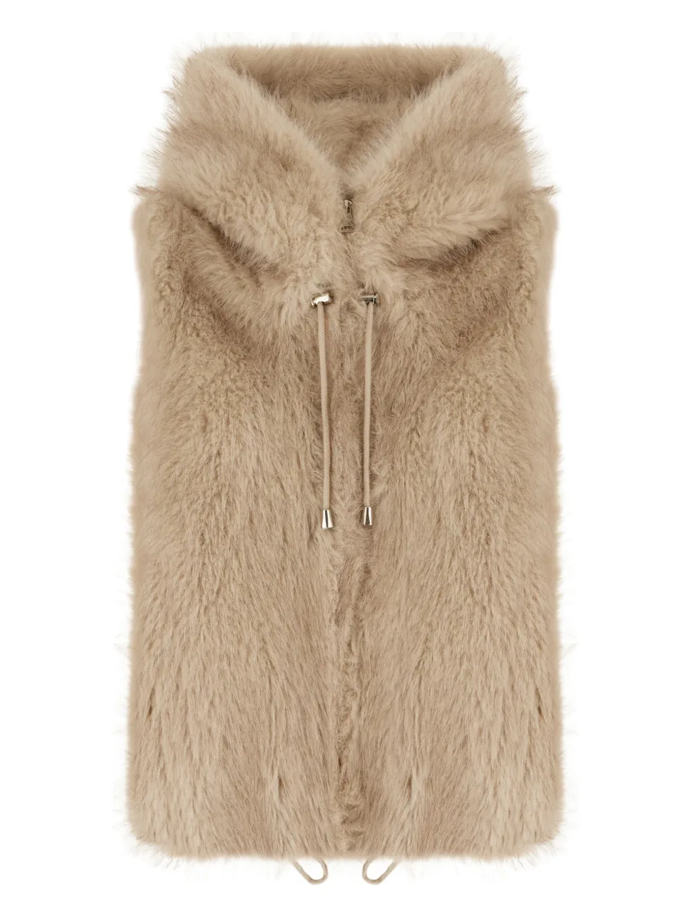 Valentini hooded fur vest | Neutrals | Image 1
