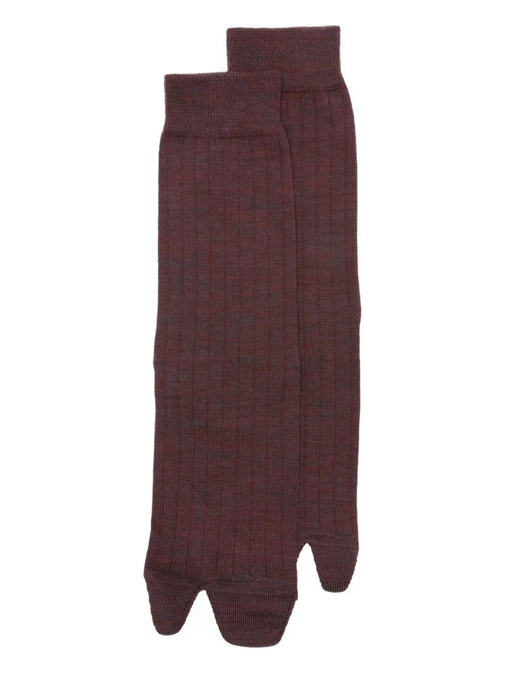 Maison Margiela タビ リブトゥ クルー靴下 - レッド Maison Margiela タビ リブトゥ クルー靴下 - レッド