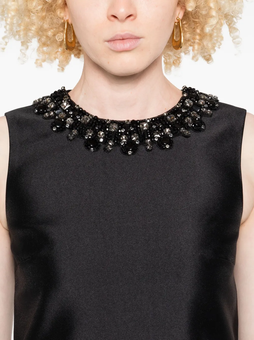 Self-Portrait embellished-pocket mini dress Zwart