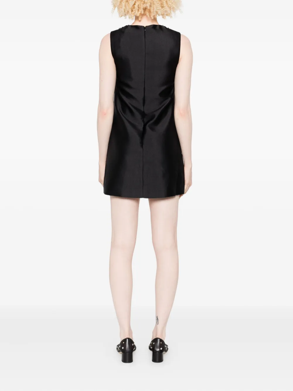 Self-Portrait embellished-pocket mini dress Zwart