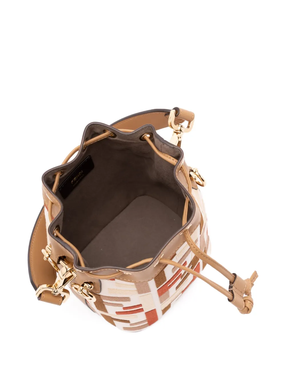 FENDI FF logo bucket bag Beige