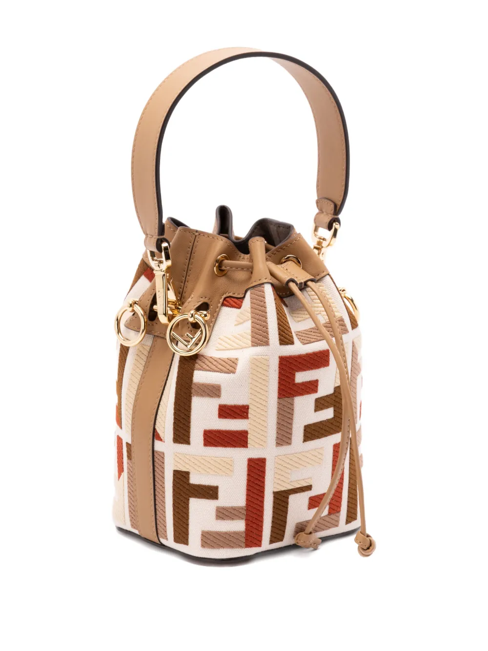 FENDI FF logo bucket bag Beige