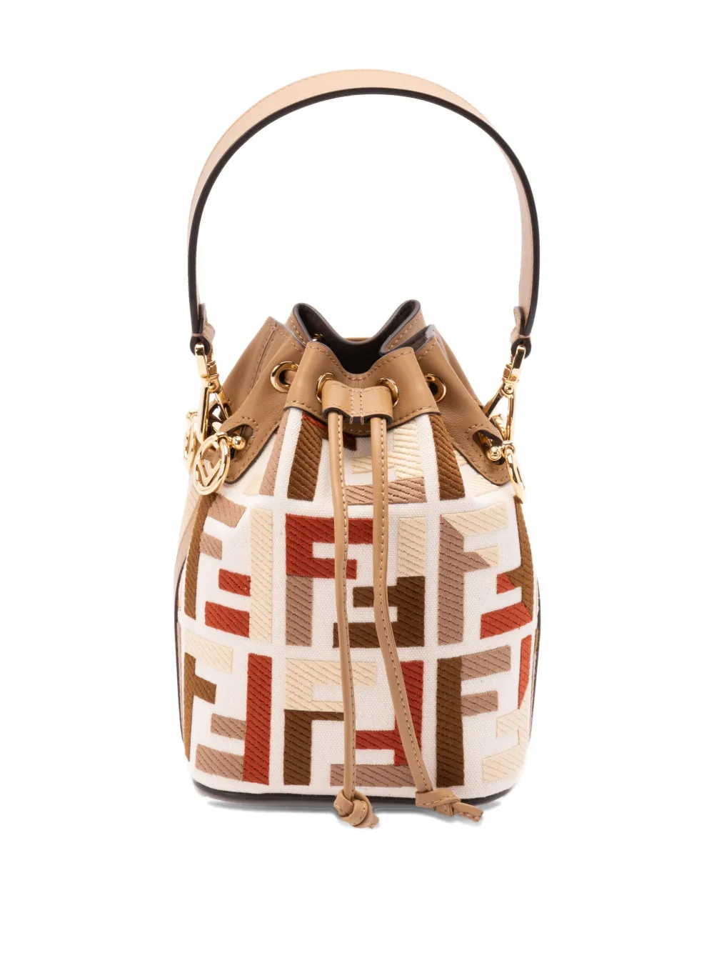 FENDI FF logo bucket bag Beige