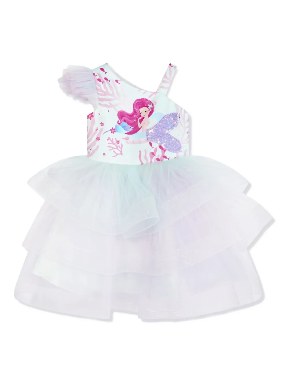 Magical Costumes Mermaid tulen jurk met ruches Wit