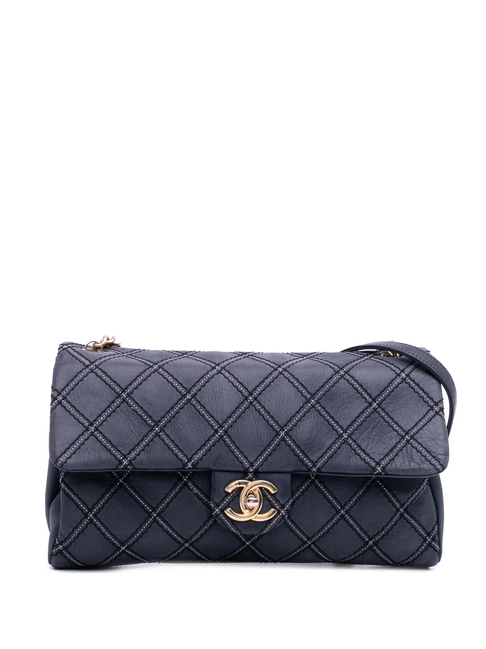 CHANEL Pre-Owned 2014 Jumbo Quilted Calfskin Triple Stitched Flap crossbody bag | Blue | Image 1