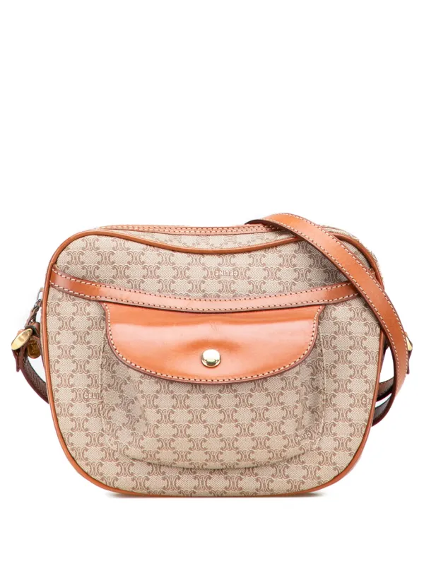 Celine Pre-owned 2007 Macadam Coated Canvas Crossbody Bag in Brown
