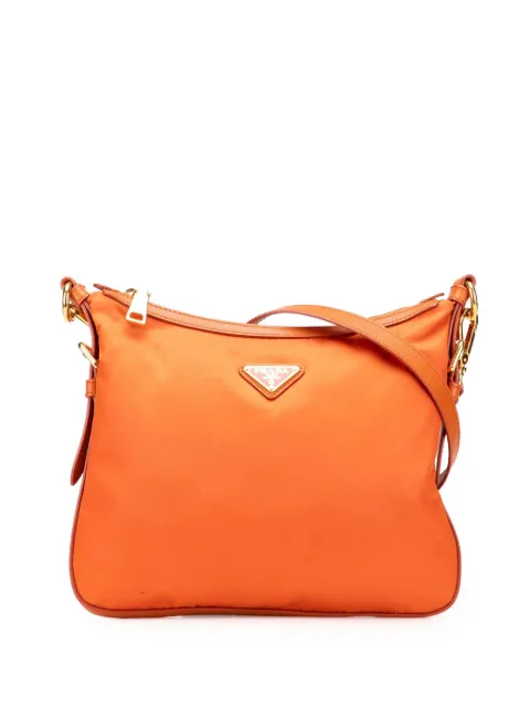Prada Pre-Owned bolsa crossbody de piel Saffiano con ribete, tejido Trimmed Tessuto y cierre en la parte superior 2013-2025