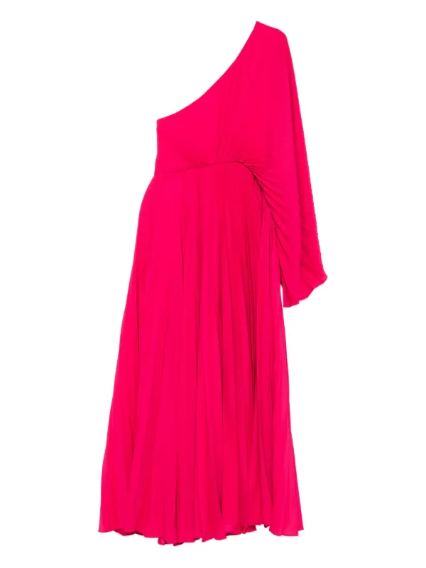 acler pink pleated dress Acler Satin Pleated Palms Dress in Confetti Pink