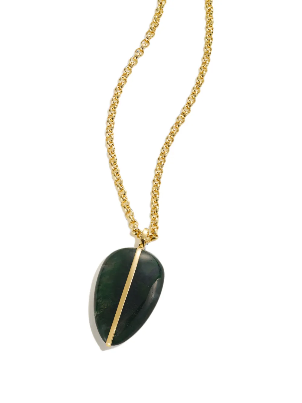 By Pariah XL Agate Pendant Chain Necklace in Green, view 2