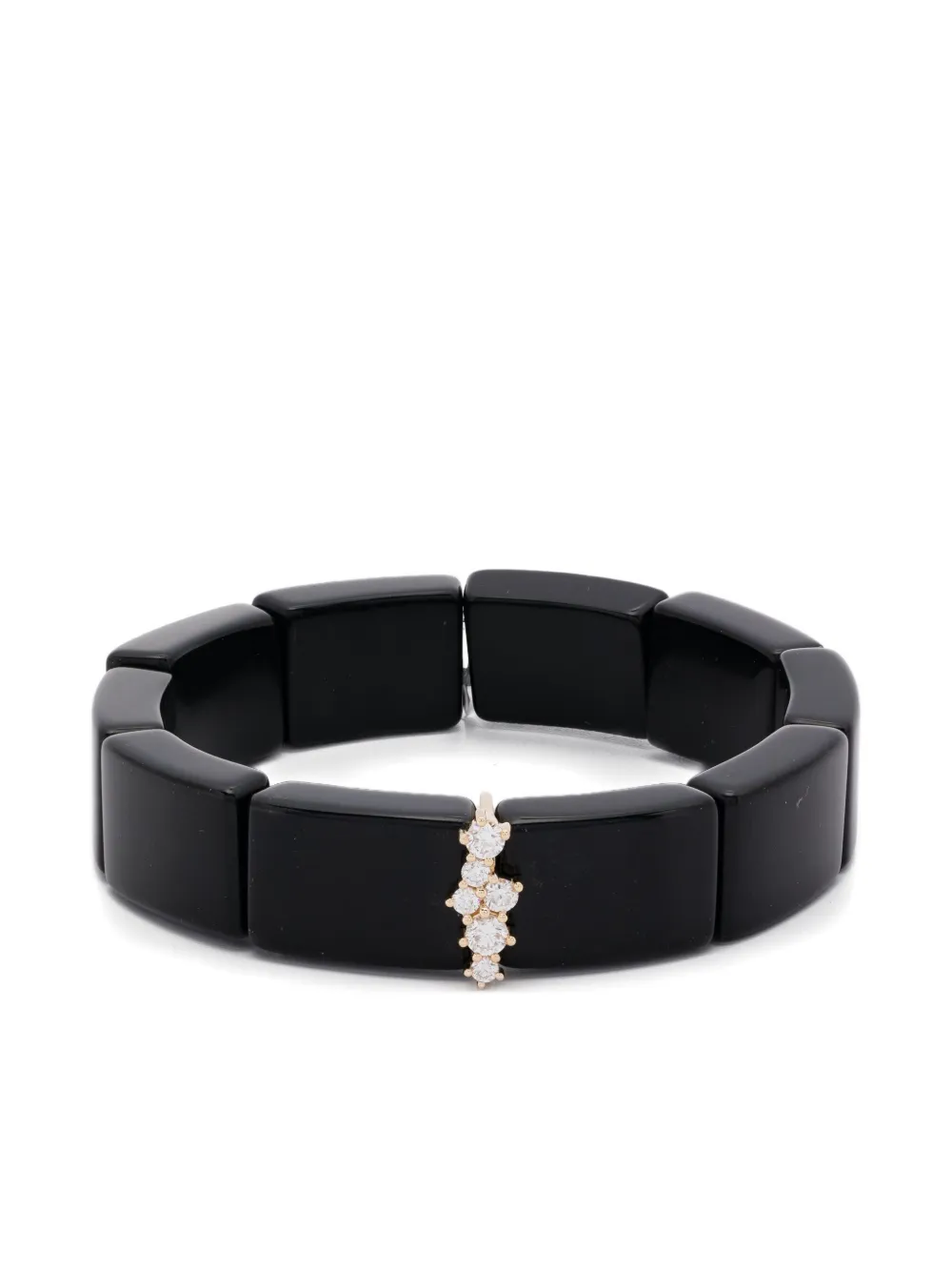 Sydney Evan 14k Yellow Gold Diamond And Onyx Bracelet In Black