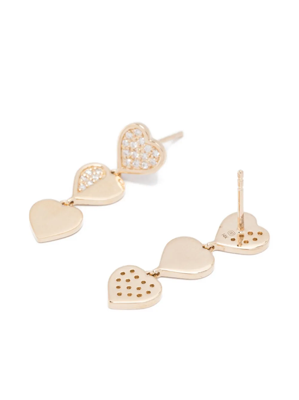 14k Yellow Gold Heart Earrings