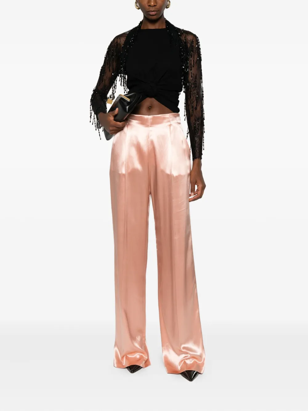 Alberta Ferretti satin trousers - Roze
