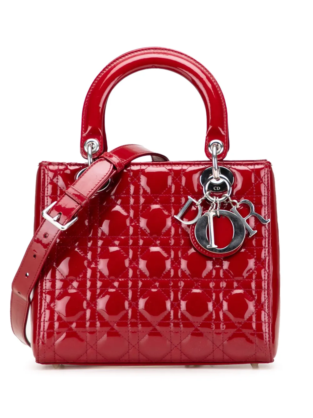 2017 Medium Patent Cannage Lady Dior satchel