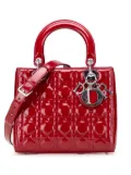 Christian Dior Pre-Owned 2017 Medium Patent Cannage Lady Dior satchel - Red