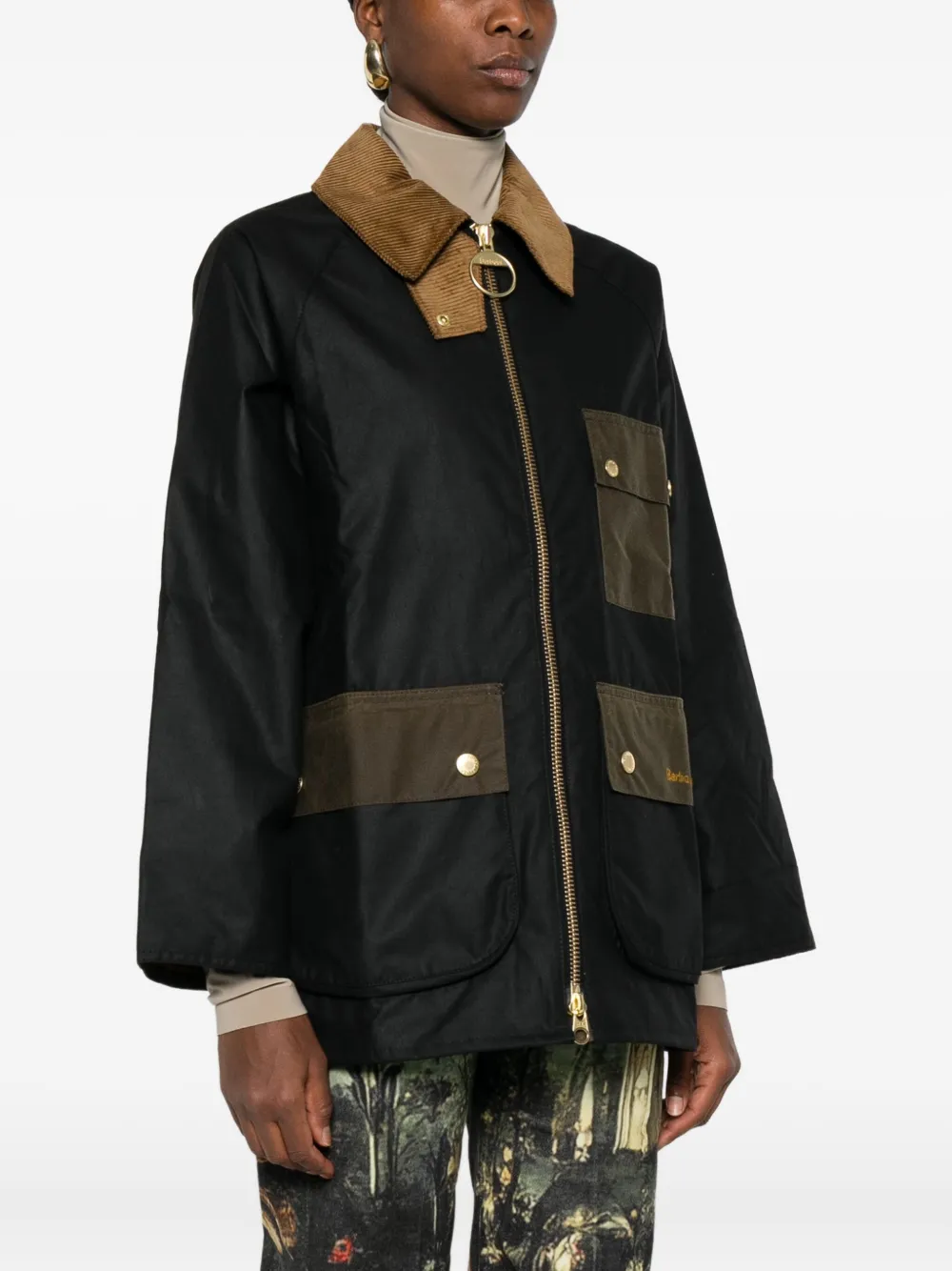 Barbour corduroy-collar jacket Zwart