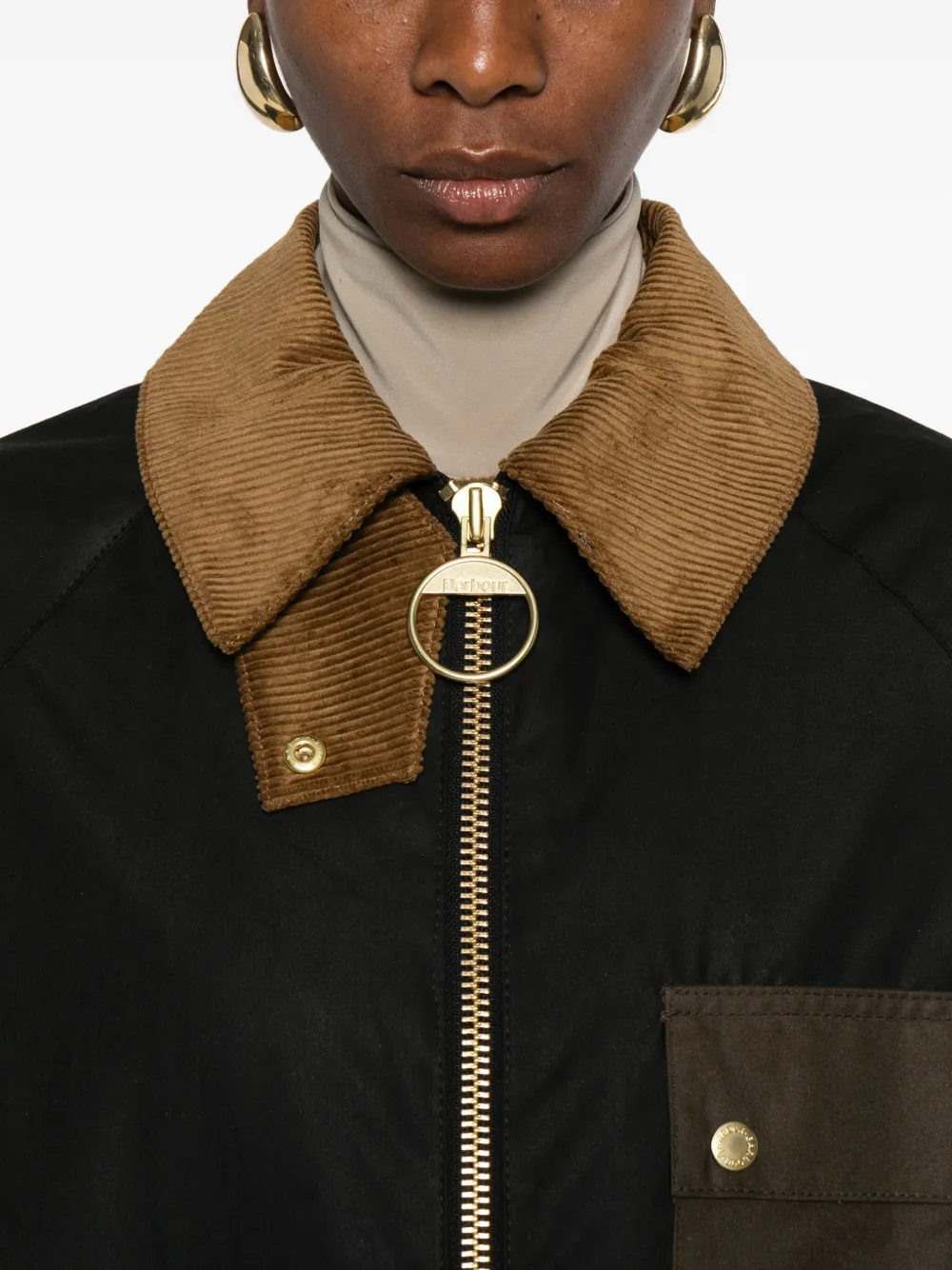 Barbour corduroy-collar jacket Zwart