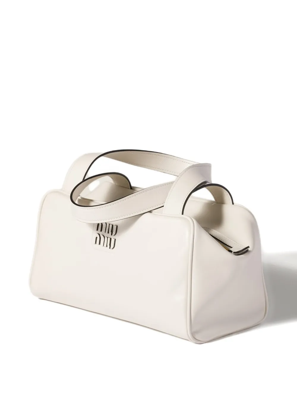 Miu Miu Leather Top-handle Zip Tote Bag In White
