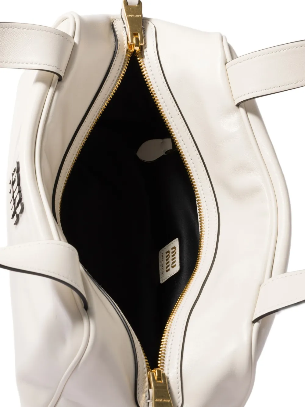 Miu Miu Leather Top-handle Zip Tote Bag In White