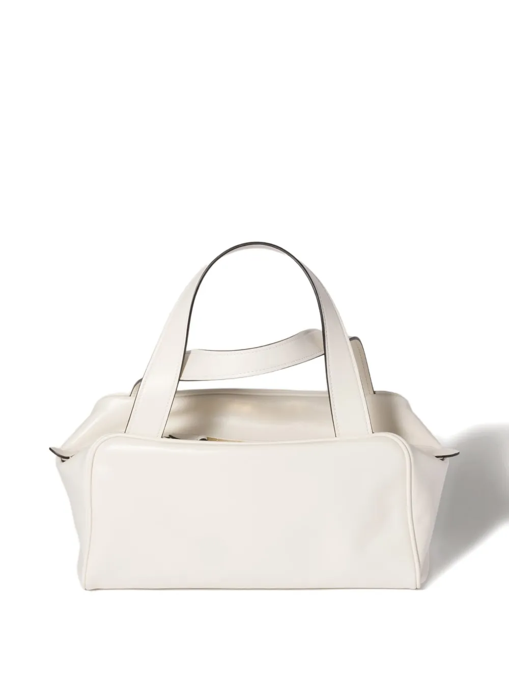 Miu Miu Leather Top-handle Zip Tote Bag In White