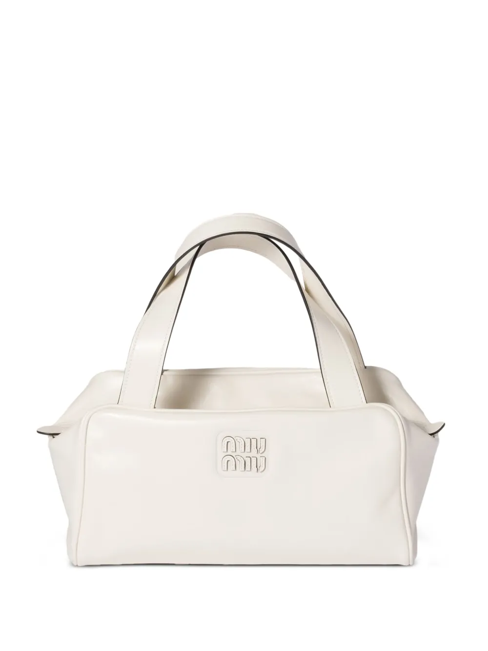 Miu Miu Leather Top-handle Zip Tote Bag In White