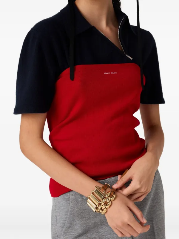 miumiu トップス Miu Miu logo-intarsia Top | Red | FARFETCH