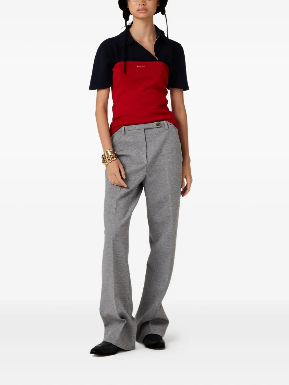 Miu Miu Broek met geborduurd logo - Grijs