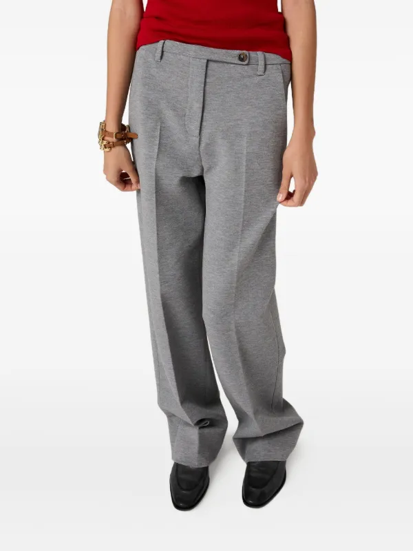Miu Miu embroidered-logo Trousers | Grey | FARFETCH UK