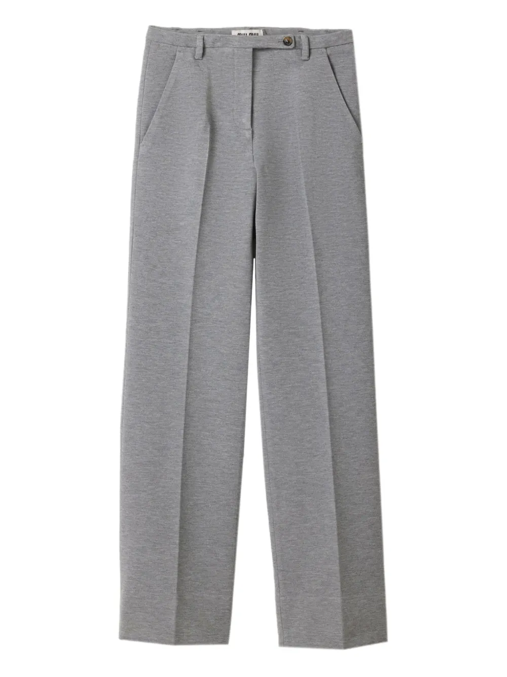 Miu Miu embroidered-logo trousers | Grey | Image 1