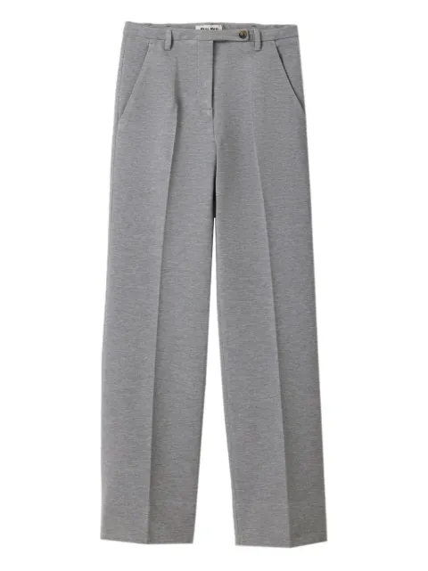 Miu Miu embroidered-logo trousers