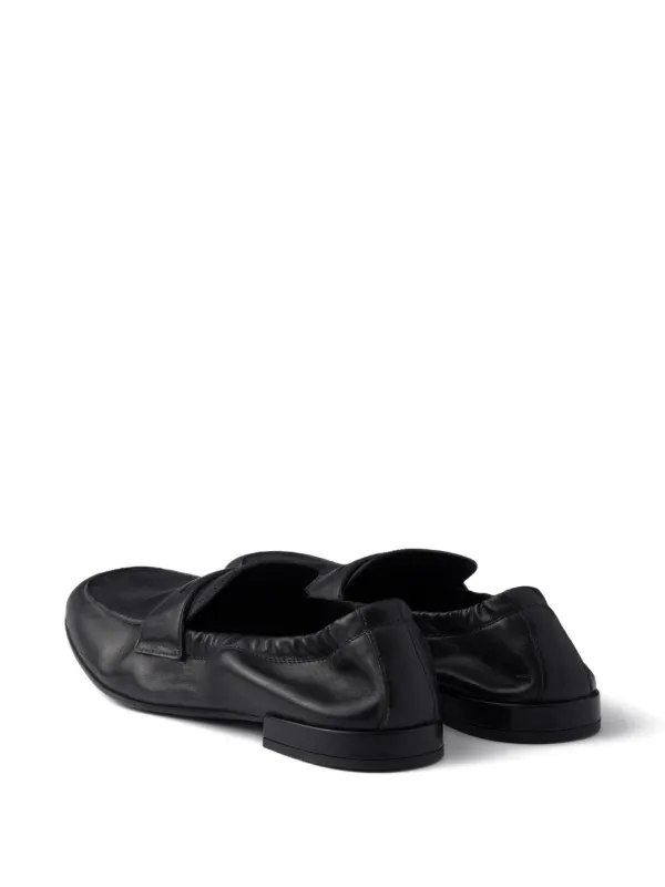 Prada Shuffle Antiqued screen-printed-logo Loafers | Black