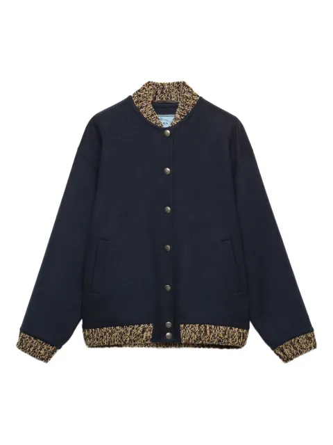 Prada knit-trimmed wool bomber jacket