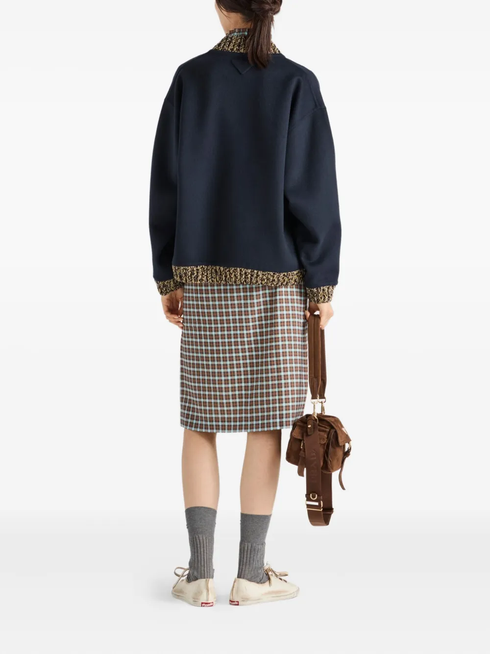 Prada Bomberjack met gebreide afwerking Blauw