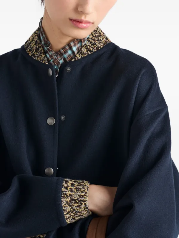 PRADA ニットアウター Prada ニットトリム ボンバージャケット | ブルー | FARFETCH JP