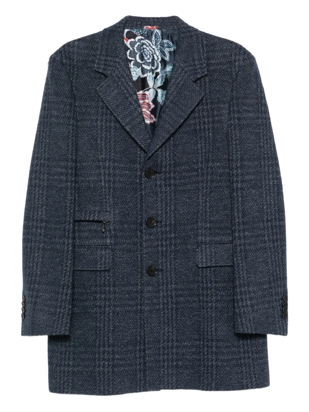 ETRO Geruit jack met drie knopen Blauw