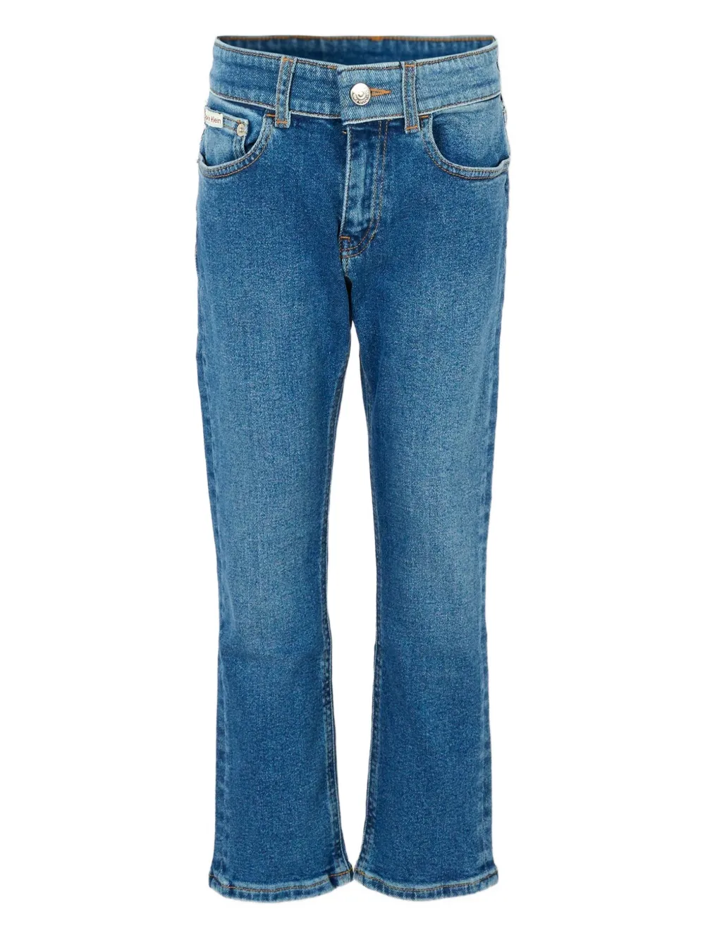 Calvin Klein Logo-plaque Jeans In Blue