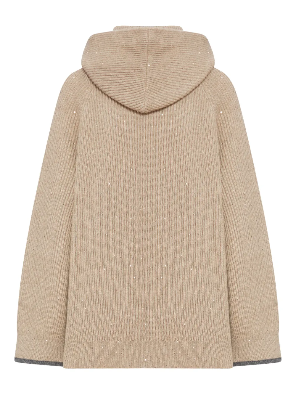 Brunello Cucinelli sequin-embellished hooded cashmere sweater Beige